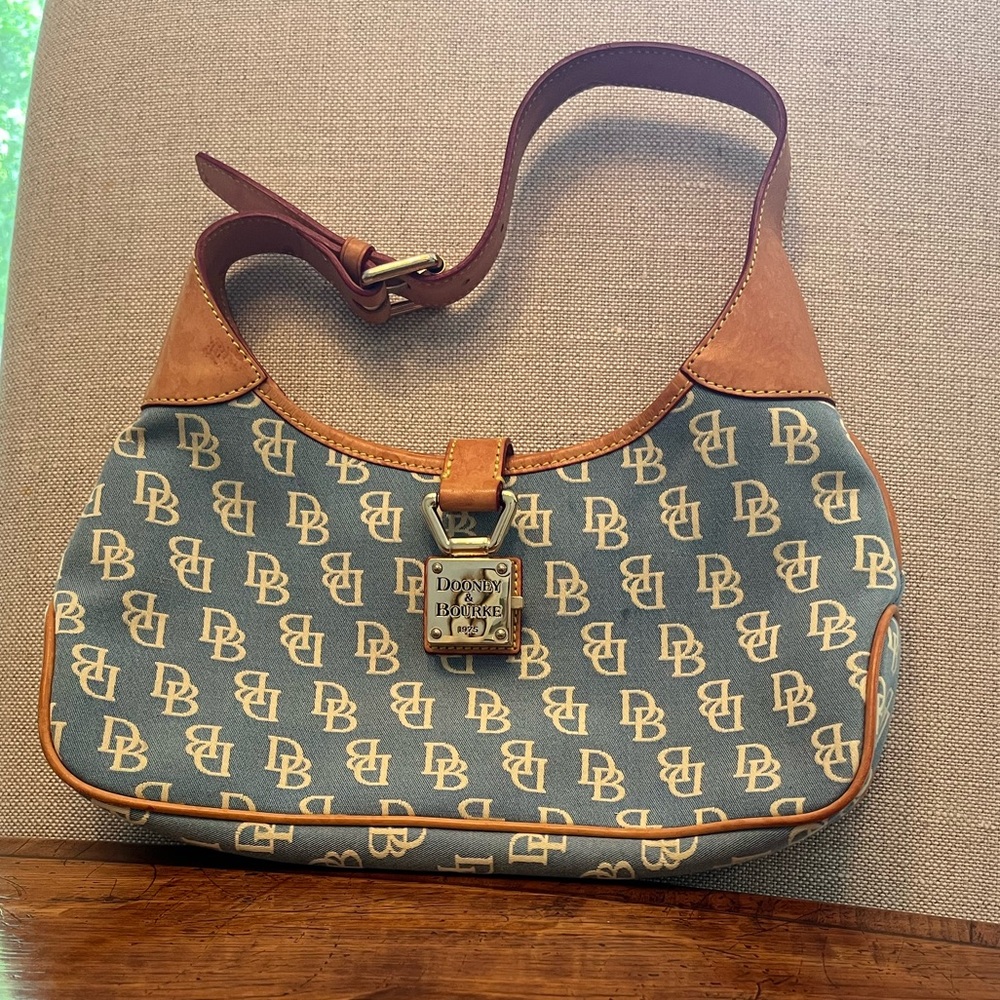 Dooney & Bourke Brown and Tan Shoulder Bag with Leather Trim